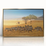 Large art print of a Tanzanian landscape in muted earth tones on a framed acrylic, ideal for modern art wall decor.