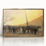 Large art print of an African landscape with golden hues on framed acrylic, ideal for modern art wall decor.