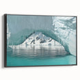 Black and white landscape art painting of Antarctica on framed canvas, ideal for bedroom wall decor.