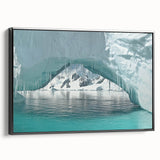Black and white landscape art painting of Antarctica on framed canvas, ideal for bedroom wall decor.