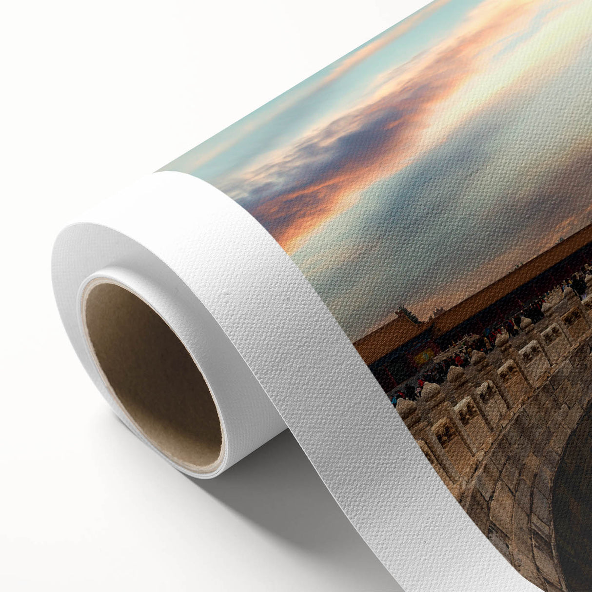 Art Deco poster of Beijing skyline in pastel shades on rolled canvas, ideal for nursery wall art.