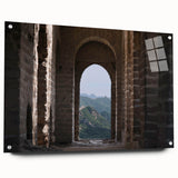 Acrylic print of the Great Wall of China in muted earth tones, ideal for bedroom or dining room art.