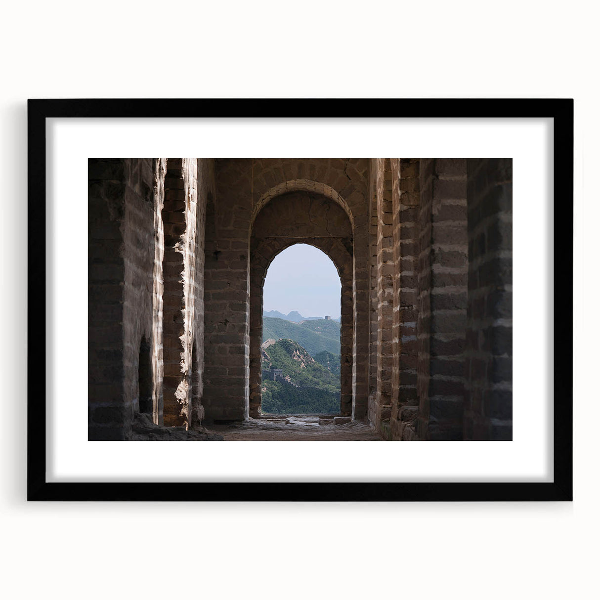Abstract art print of the Great Wall of China in vibrant, colorful hues on a large textured canvas.
