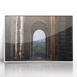 Acrylic framed print of the Great Wall of China in muted earth tones, ideal for modern art wall decor.