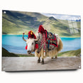 Acrylic print of a Tibetan landscape in muted earth tones, ideal for dining room decor.