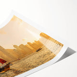 Extra large wall art featuring line art flowers set against a Hong Kong scenery backdrop on a rolled print.