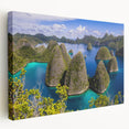 Large canvas print of an Indonesian landscape in muted earth tones, ideal for kitchen wall art.