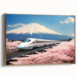 Framed canvas featuring a vintage-style landscape of Mount Fuji in muted gold and black tones, ideal for bedroom wall art.