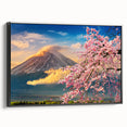 Black and white wall art featuring a vintage Japanese landscape on framed canvas, ideal for bedroom decor.