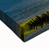 Large art of a black and white Japanese landscape painting on stretched canvas, suitable for bedroom wall decor.