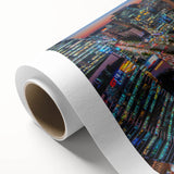 Art Deco style poster of Seoul skyline in pastel shades on rolled canvas, ideal for nursery wall art.