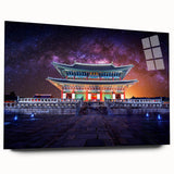Large abstract wall art featuring a serene Korean landscape in soft earth tones on acrylic glass.