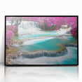 Large abstract wall art depicting a Laos scenery in muted earth tones on a framed acrylic, suited for modern art wall decor.
