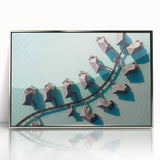 Mid-century modernist art depicting the Maldives scenery in acrylic with silver frame, ideal for modern art wall decor.