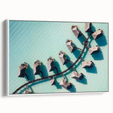 Framed canvas depicting a vintage poster art of the Maldives in vibrant colors, ideal for living room decor.