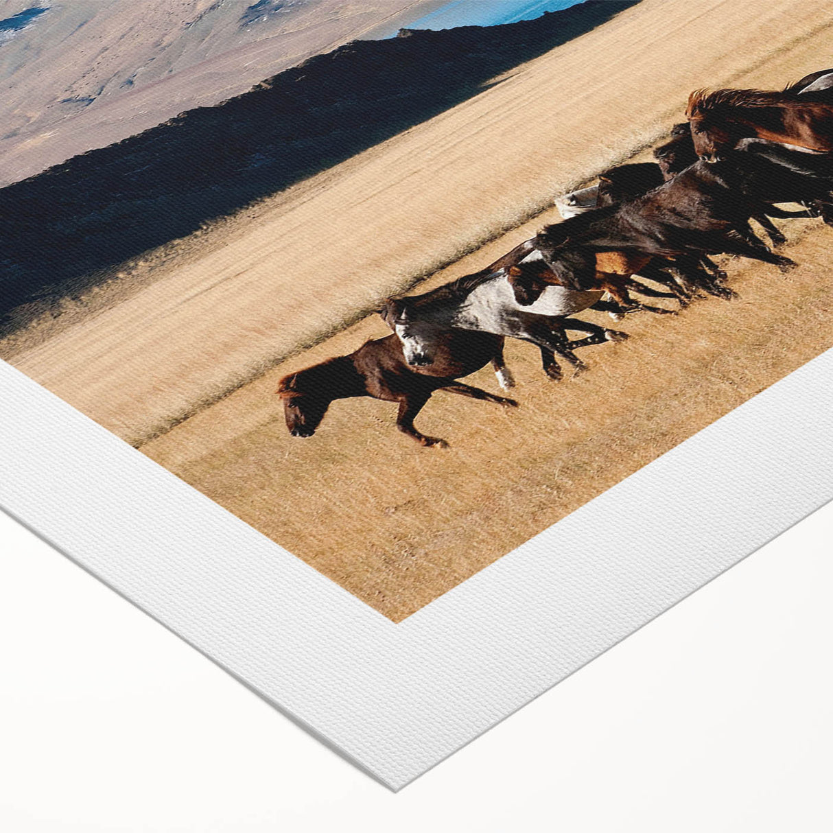Art deco poster of a Mongolian landscape in muted earth tones on rolled canvas, suitable for dining room decor.