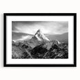 Extra large framed wall art depicting abstract colorful art of Mount Everest, ideal for living room decor.