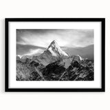 Extra large framed wall art depicting abstract colorful art of Mount Everest, ideal for living room decor.