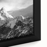 Extra large framed canvas featuring a textured depiction of Mount Everest in black with colorful accents.
