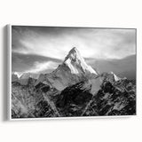 Vintage poster art of Mount Everest in colorful hues on a large framed canvas, ideal for living room decor.