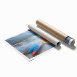 Extra large rolled print of a serene Nepalese landscape with soft pastel colors, ideal for classy bathroom wall art.
