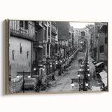Framed canvas depicting a vintage-style Pakistani landscape in muted gold and black tones, ideal for bedroom wall decor.