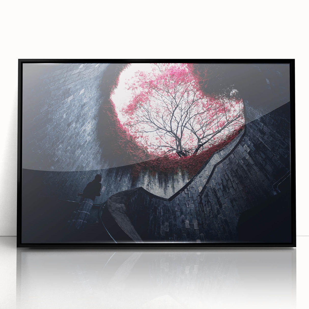 Large abstract wall art featuring a stylized Singapore skyline in muted black and gray tones on a framed acrylic.