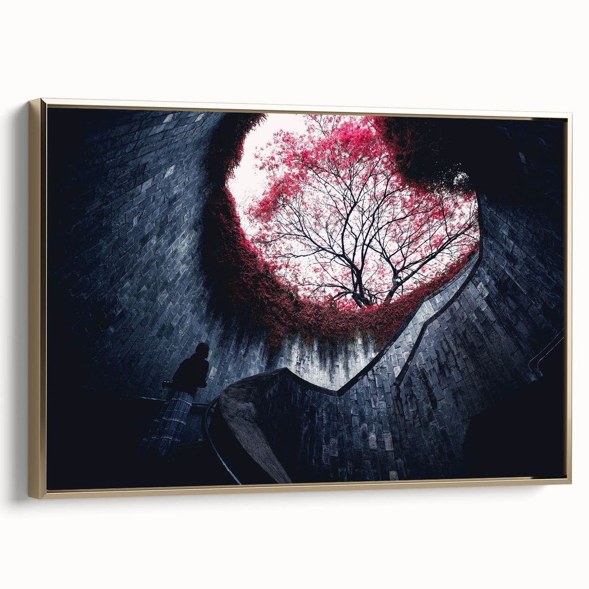 Framed canvas wall art featuring a vintage-style landscape painting of Singapore, with muted gold and black tones.