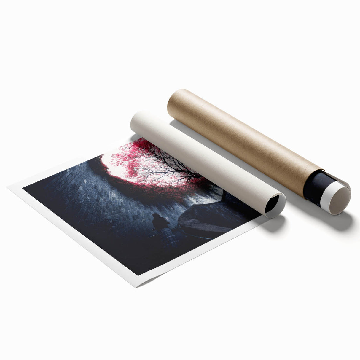Extra large rolled print depicting Singapore skyline with soft pastel shades.