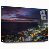 Large abstract acrylic print featuring a vibrant Sri Lankan landscape, ideal for bedroom or dining room art.