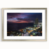Textured abstract art print of a serene Sri Lankan landscape in muted earth tones, framed in silver, ideal for bedroom art.