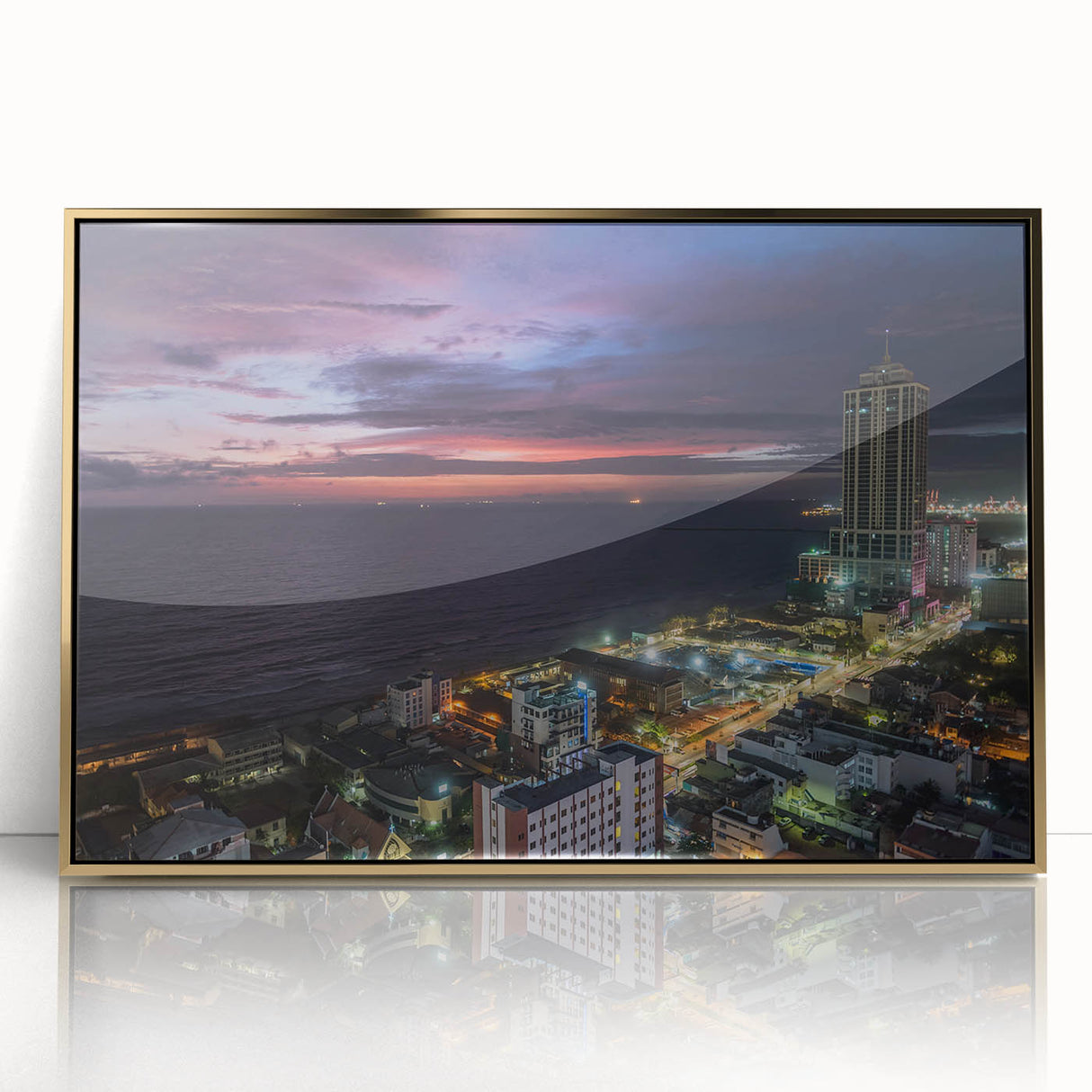 Framed acrylic print of a Sri Lankan landscape in muted earth tones, ideal for modern art wall decor.