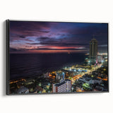 Black and white framed canvas depicting a vintage-style Sri Lankan landscape, ideal for bedroom wall art.
