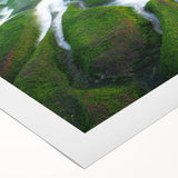 Art deco poster of Taiwan scenery with muted earth tones on rolled canvas, suitable for dining room decor.