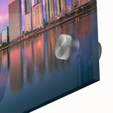 Large abstract wall art of Bangkok cityscape in muted earth tones on acrylic glass, ideal for dining room ambiance.