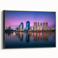 Black and white landscape art painting of Bangkok on framed canvas, ideal for bedroom wall decor.