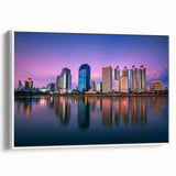 Vintage poster art of Bangkok with colorful accents on a framed canvas, ideal for living room decor.