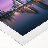 Art deco poster of Bangkok skyline in muted gold and black hues on rolled canvas, suitable for dining room wall art.