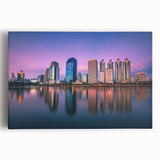 Black and white photo of Bangkok skyline on large stretched canvas, suitable for kitchen wall art.