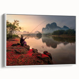 Vintage poster art of a Thai landscape in vibrant colors on a large framed canvas, ideal for living room decor.