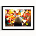 Extra large abstract art print depicting a colorful, textured scenery of Turkey, set in a black frame with mat.