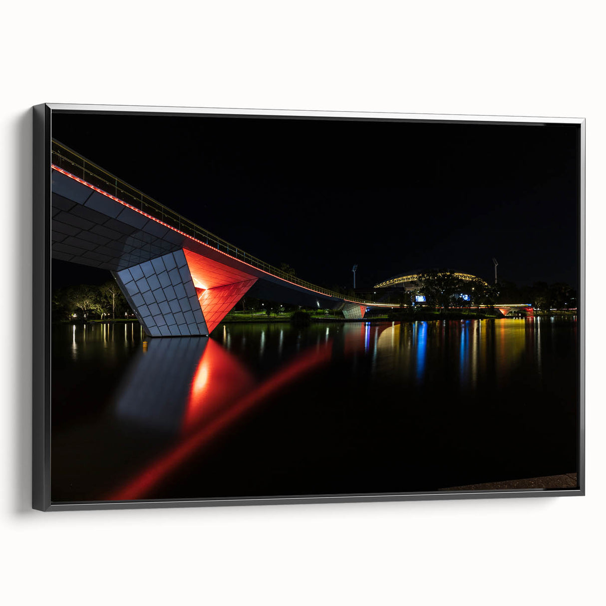 Black and white framed canvas featuring a vintage-style Adelaide landscape, ideal for bedroom wall art.