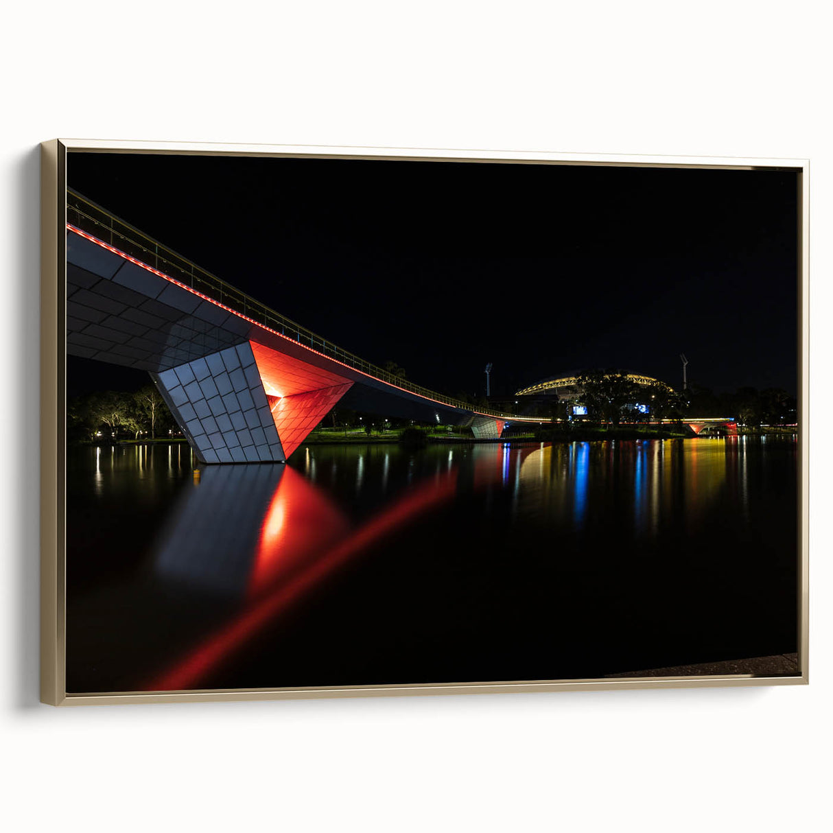 Landscape art painting of Adelaide, featuring colorful skyline on black framed canvas, ideal for office decor.
