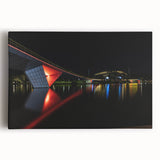 Black and white stretched canvas depicting the Adelaide skyline, ideal for kitchen wall art.