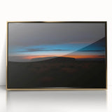 Mid-century modernist art depicting Ayers Rock in muted earth tones on a framed acrylic, suitable for nursery wall art.