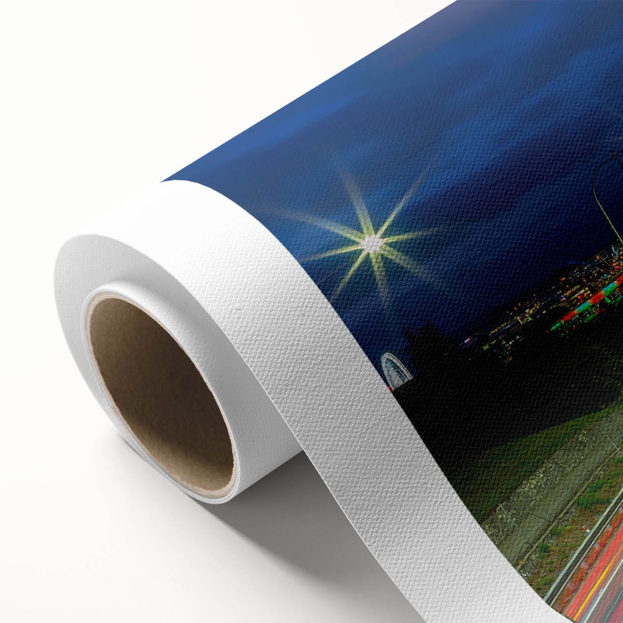 Art deco poster of Brisbane skyline in pastel shades on rolled canvas, ideal for nursery wall art.