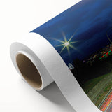 Art deco poster of Brisbane skyline in pastel shades on rolled canvas, ideal for nursery wall art.
