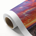 Art Deco style poster of Perth skyline on rolled canvas in pastel shades, ideal for nursery wall art.