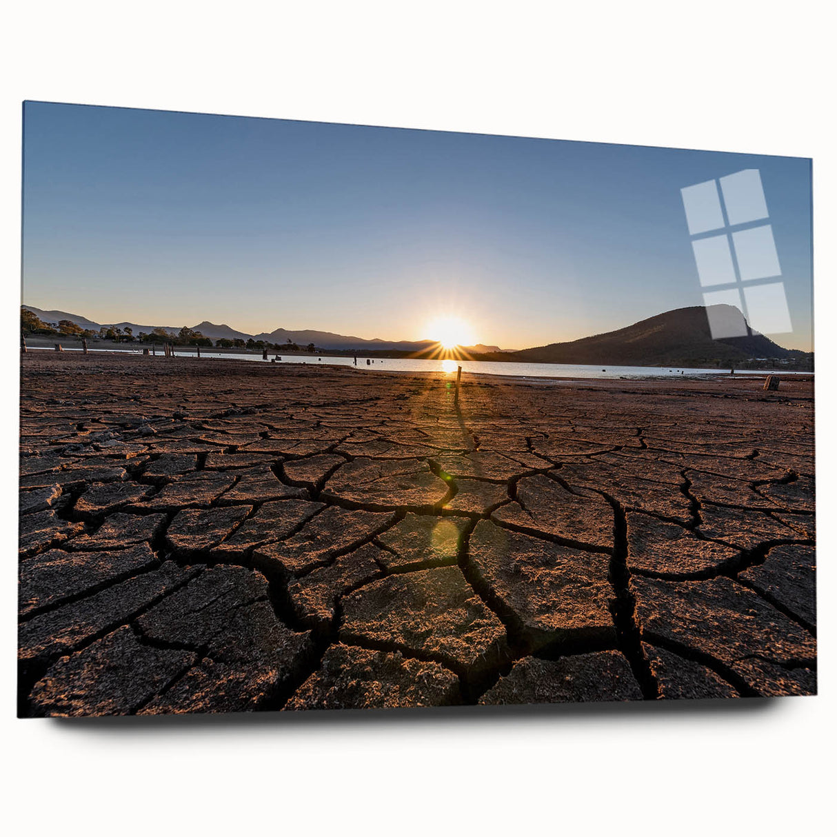 Large abstract wall art depicting Queensland scenery in muted earth tones on acrylic glass.