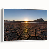 Vintage poster art of Queensland scenery on a framed canvas, featuring a blend of colorful art with black accents.